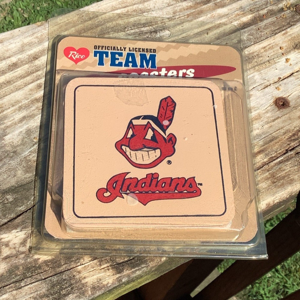 NEW MIP Cleveland Indians Old Logo Set of 4 Coasters Rico Industries MLB Fan
